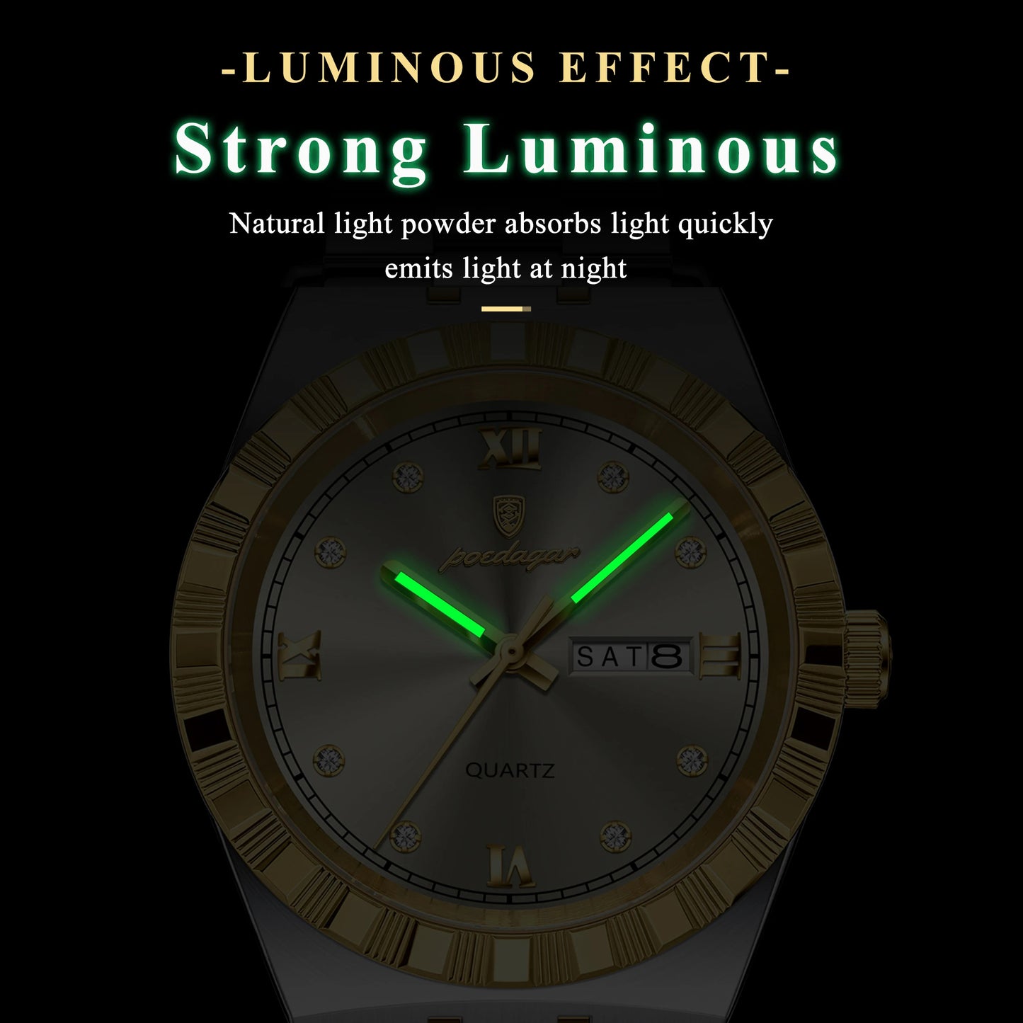 Diamond Dial Calendar Display Men Wristwatch