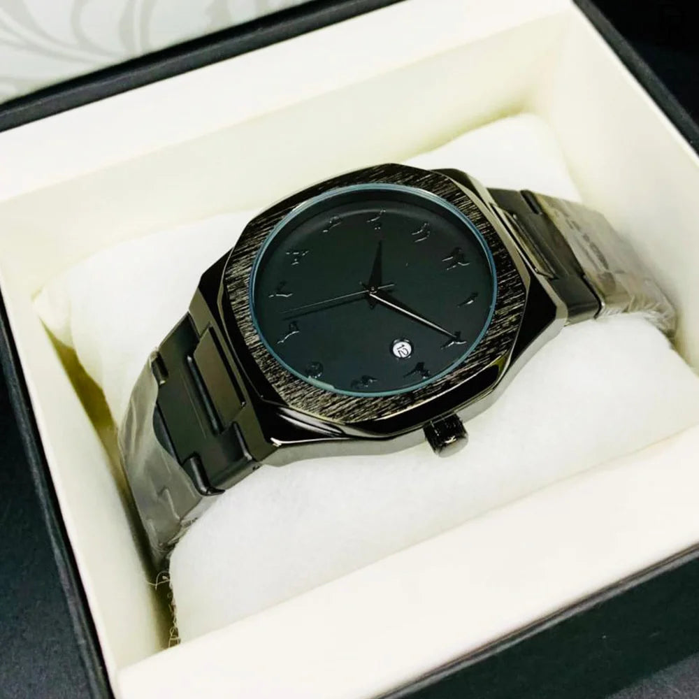 Black Aura with Date -Ultra High Quality Stainless Steel Watch