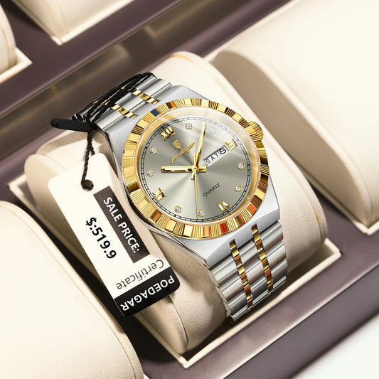Diamond Dial Calendar Display Men Wristwatch
