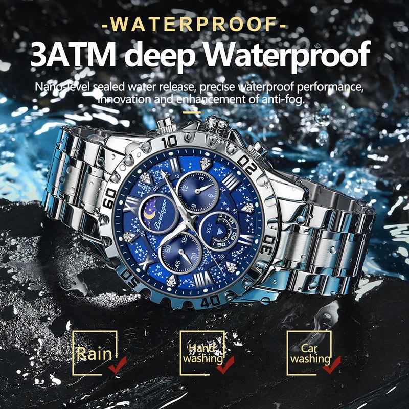 Poedagar Stainless Steel Chronograph Watch