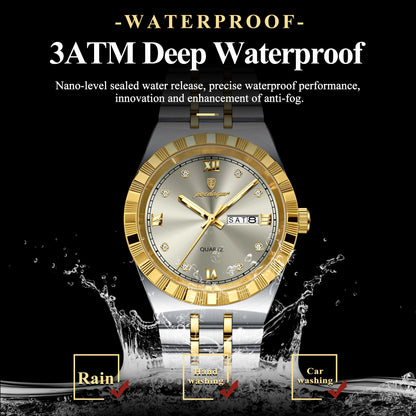 Diamond Dial Calendar Display Men Wristwatch