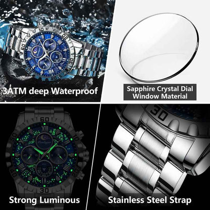 Poedagar Stainless Steel Chronograph Watch