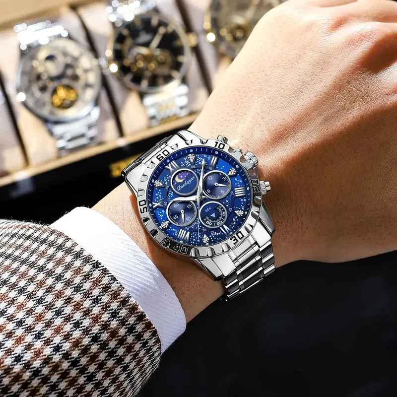 Poedagar Stainless Steel Chronograph Watch