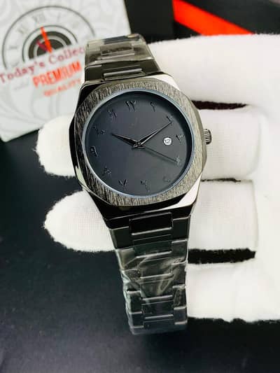 Black Aura with Date -Ultra High Quality Stainless Steel Watch