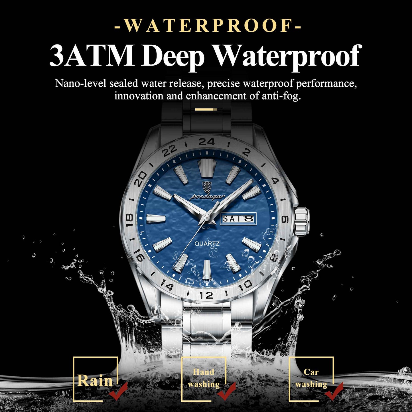 Dual Calendar Waterproof Luminous Watch