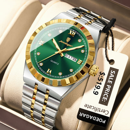 Diamond Dial Calendar Display Men Wristwatch