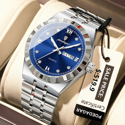 Diamond Dial Calendar Display Men Wristwatch