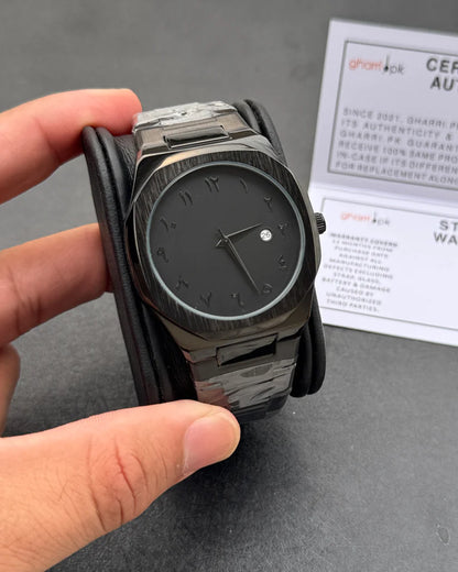 Black Aura with Date -Ultra High Quality Stainless Steel Watch