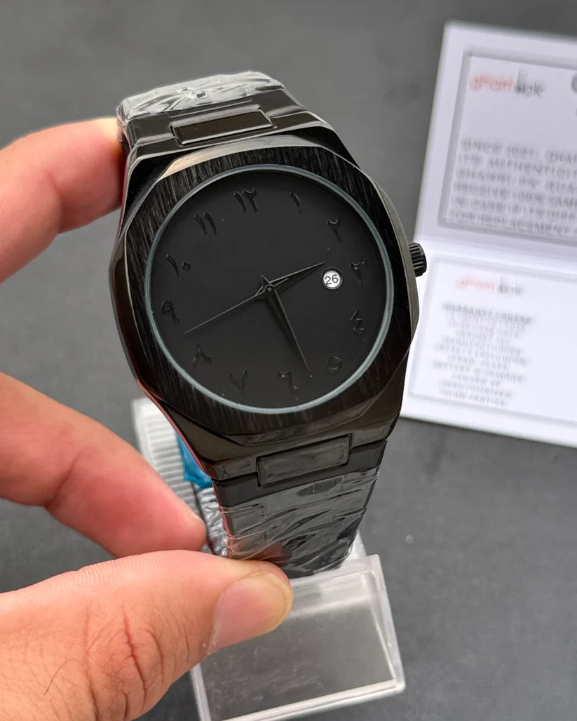Black Aura with Date -Ultra High Quality Stainless Steel Watch