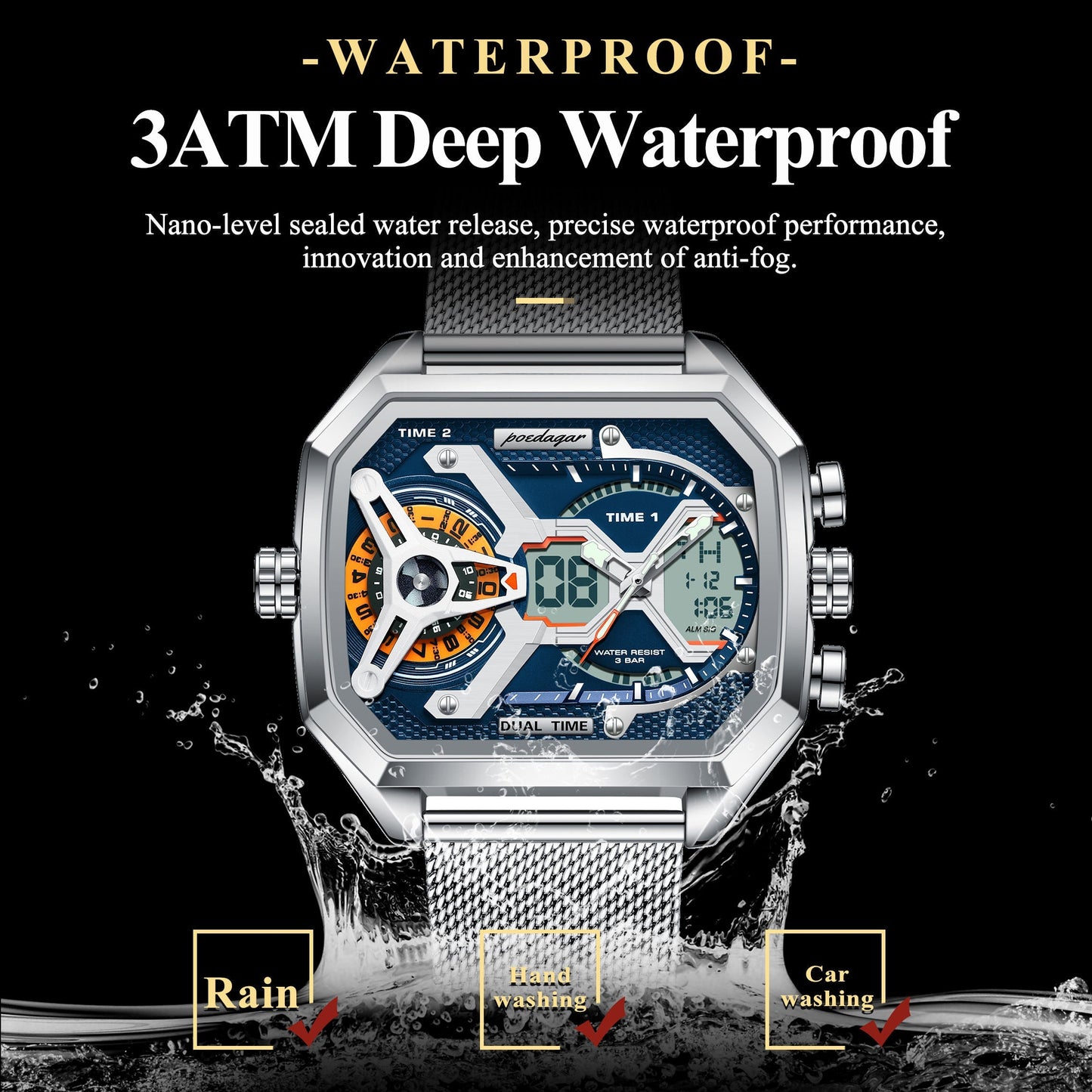 Poedagar Multifunction Water Resistant Mens Watch