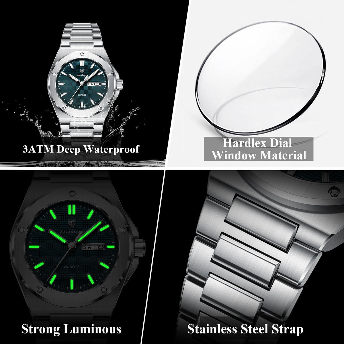 Poedagar Stainless Steel Men Watch