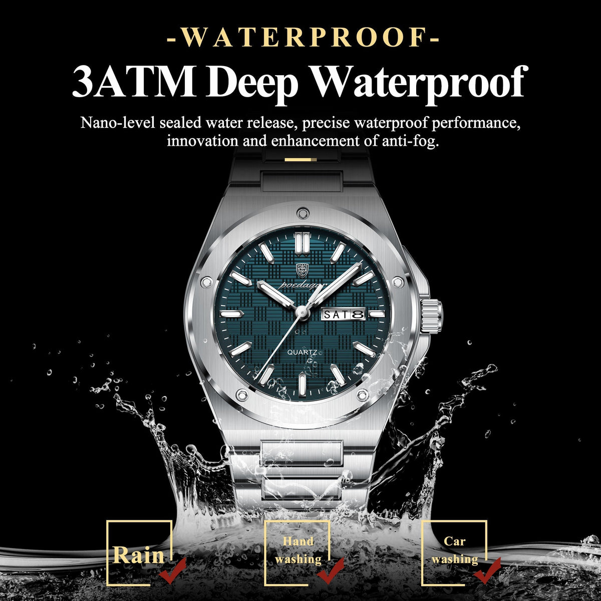 Poedagar Stainless Steel Men Watch